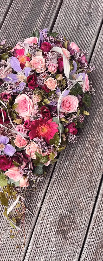 Trauerherz in Rosa und Flieder